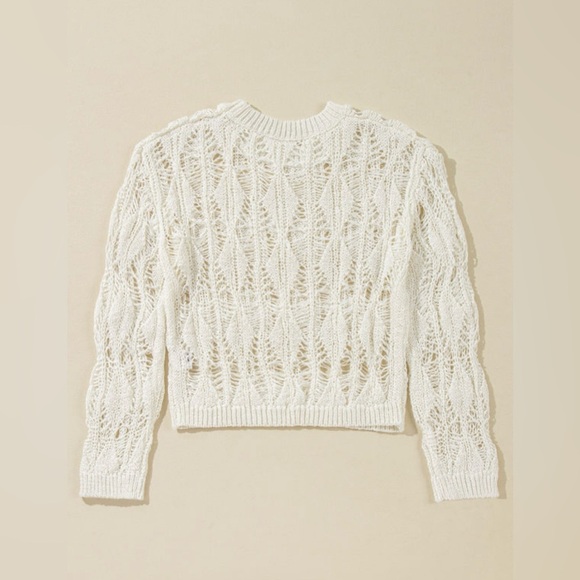 Women's Cream Knit Sweater - Picture 6 of 14